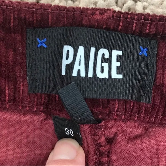 Paige Hoxton Ankle Skinny Burgundy Cords Size 30